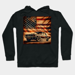 Ford Mustang with american flag retro vintage Hoodie